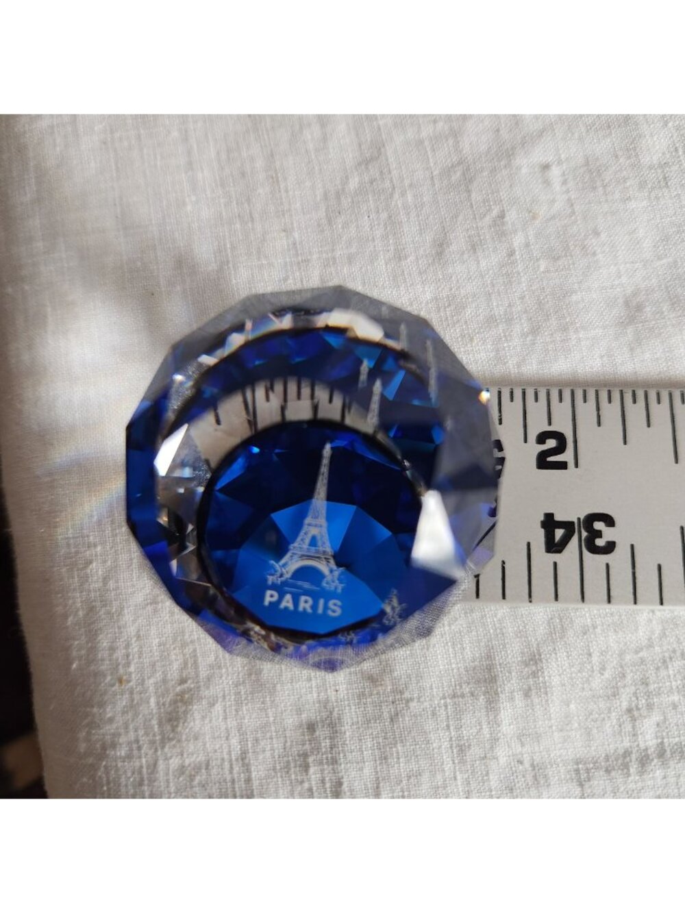 Vintage Faceted Crystal Paris Eiffel Tower Paperweight 1970s Octagonal Design Co